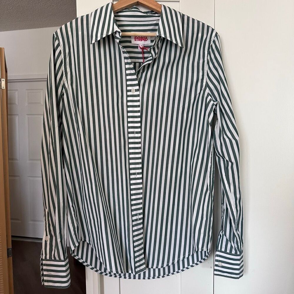 NWT solid and striped button down - Picture 3 of 7